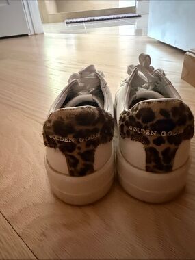 Golden Goose White Sneakers with Leopard-Print Heel